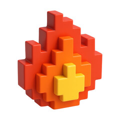 Naklejka premium PNG Pixelated 3D fire illustration