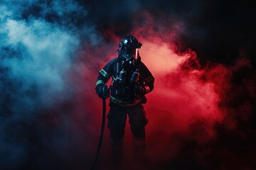 Firefighter in dark, smoky environment (1)