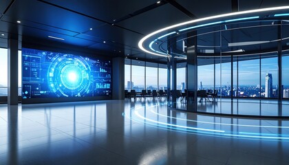 Fototapeta premium Futuristic Office Cityscape View.