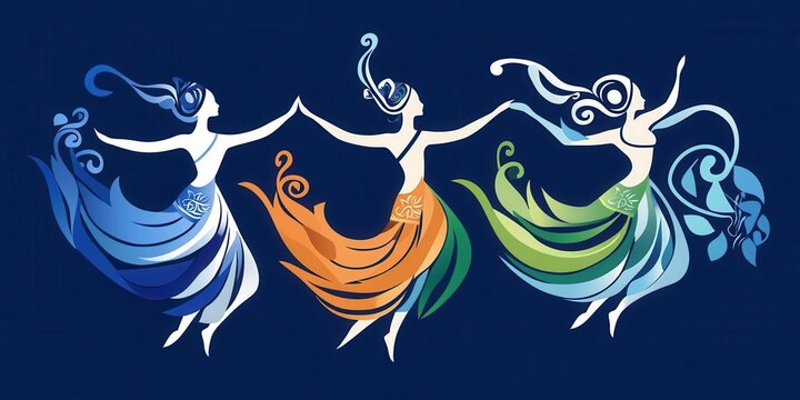 Danza di figure stilizzate, armonia e movimento