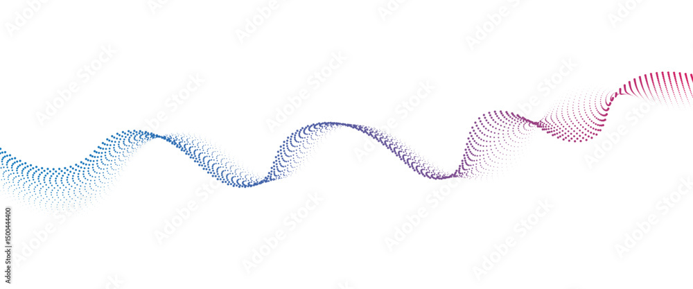 Poster Flowing Dot Wave halftone gradient pattern on transparent background	
