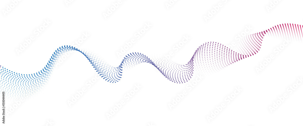 Poster Flowing Dot Wave halftone gradient pattern on transparent background	
