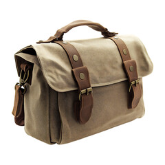 Classic Canvas Bag with Timeless Details and Durable Design Isolated on Transparent Background