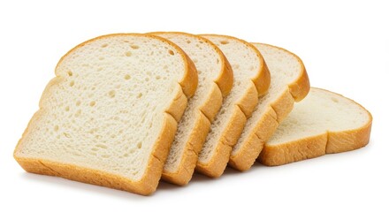Photo Of Freshly Sliced Bread With Golden Brown Crust Isolated On White Background