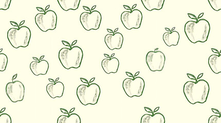 Apple Pattern on Light Yellow Background