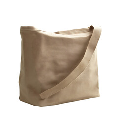 Beige Leather Minimal Canvas Bag Isolated on Transparent Background
