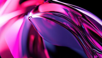Abstract, vibrant, fluid shapes in fuchsia and purple