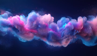 Abstract swirling clouds of vibrant pink, blue, and purple hues against a dark background
