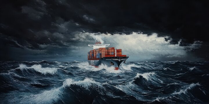 Nave mercantile in tempesta