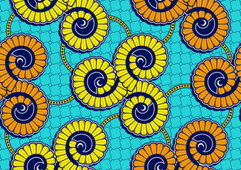 African print fabric, Super Wax design with ethnic seamless textile pattern, Traditional fabric art, perfect for fashion and textile design. Vector illustration, not AI-generated.