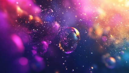 Abstract vibrant bubbles,  glowing colours,  sparkling