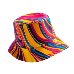 Trendy Bucket Hat with a Vibrant Modern Design Isolated on Transparent Background