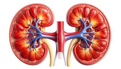 3D Human Kidney Anatomy with Internal Tissue and Vascular Structures