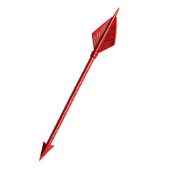 Bold Arrow with an Assertive Form in Cherry Red Color Isolated on Transparent Background