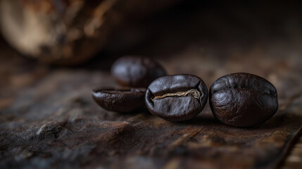 Obraz premium Dark Brown Coffee Bean Surface – Macro Photography