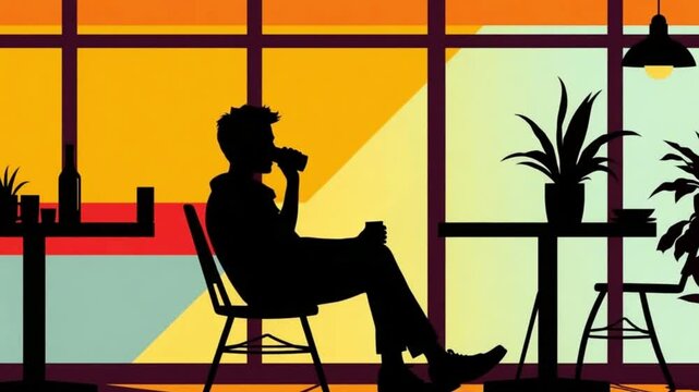 Person relaxing in a cafe