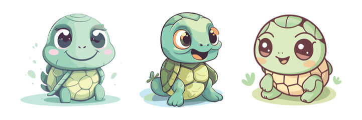 Obraz premium Cute cartoon turtle character illustration