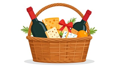 Wine with Cheese Gift Basket.