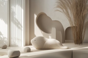 Oggetto decorativo in stile minimalista, luce naturale, interni chiari