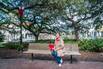 Woman on a bench in the park