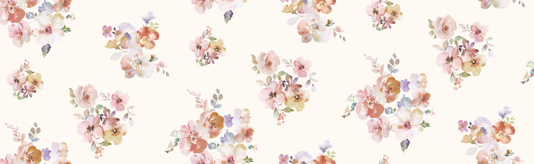 Elegant Hand Painted Curly Flower Motif Art Compositions
