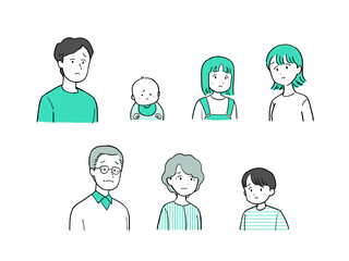 家族のイラスト-困った表情