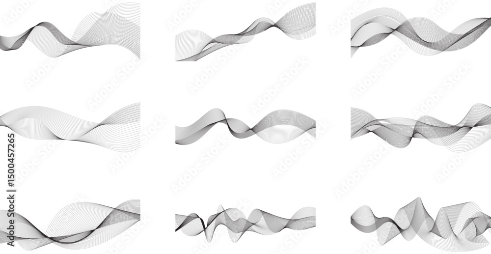 Aufkleber set of abstract wave line. smooth wave blend lines. abstract wave element for design. business lines