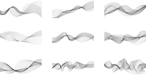 Set of abstract wave line. Smooth wave blend lines. Abstract wave element for design. Business lines isolated on transparent background