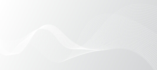 Abstract white background with flowing wavy lines. Modern white background with curve wave technology lines