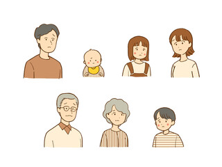 家族のイラスト-困った表情