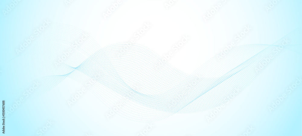 Aufkleber blue wave line particles abstract background. digital future technology banner. modern blue backgrou