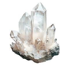 Quartz Crystal Cluster On Matrix. Geological Formations, Minerals. Symbolizes Healing, Clarity, And...