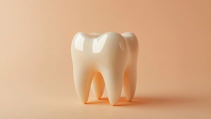 3D model of a healthy tooth on a peach background