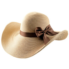 Elegant Wide Brim Sun Hat with Sophisticated Contour Isolated on Transparent Background