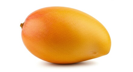 Photo of Ripe Mango with Yellow and Orange Skin on a White Background