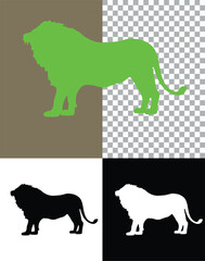 Vector illustration lion animal silhouettes including a lion