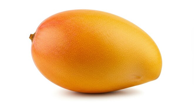 Photo of Ripe Mango with Yellow and Orange Skin on a White Background