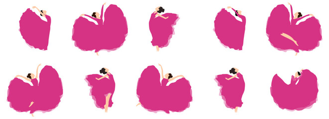 Cute vector 2D art of pinkish ballerinas with dance steps