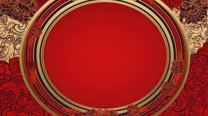 Cornice circolare rossa e oro con spazio vuoto centrale