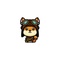 cute pilot style squirrel mascot