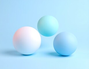 Pastel Blue Spheres Minimalist Abstract 3D Render Background