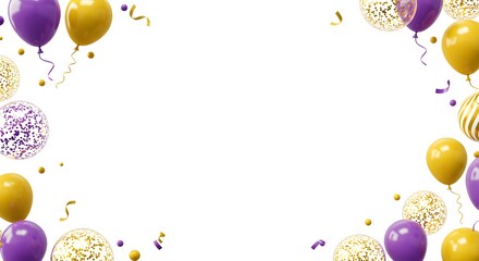 Feliz aniversario, Elegant design with a white background, sparkling glitter bubbles, and decorative balloons