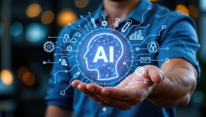 Exploring ai innovations for business growth modern office digital imagery professional environment close-up perspective