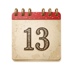 A calendar page with a red header displaying number 13, ideal for marking special days.