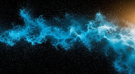 Obraz premium Abstract 3D Illustration Of Blue Cosmic Particles Flowing Across Black Space