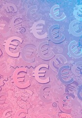 Obraz premium Abstract Digital Euro Currency Symbol Background In Pink And Blue Tones