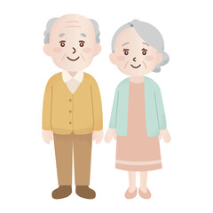 かわいい笑顔のシニア夫婦のイラスト　全身