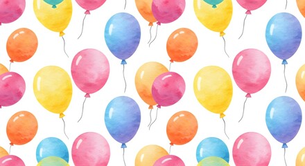 feliz aniversario, Soft watercolor design featuring vibrant balloons