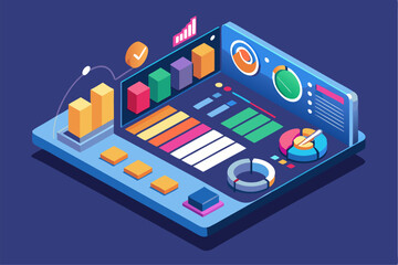 Business person interacting with a futuristic digital marketing interface, showcasing online advertising analytics, data charts, email marketing, and campaign performance metrics on a virtual screen. 