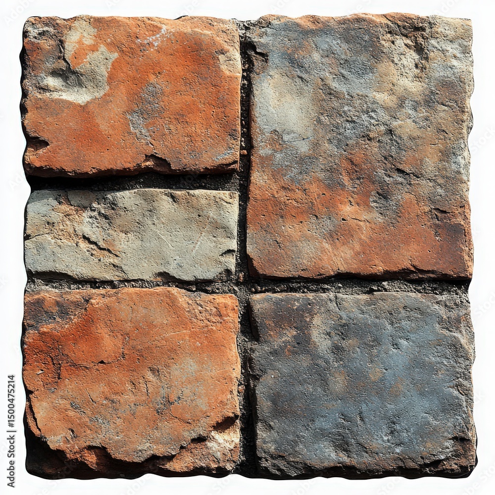 Poster rustic stone tile arrangement creates a textured square pattern ideal for design